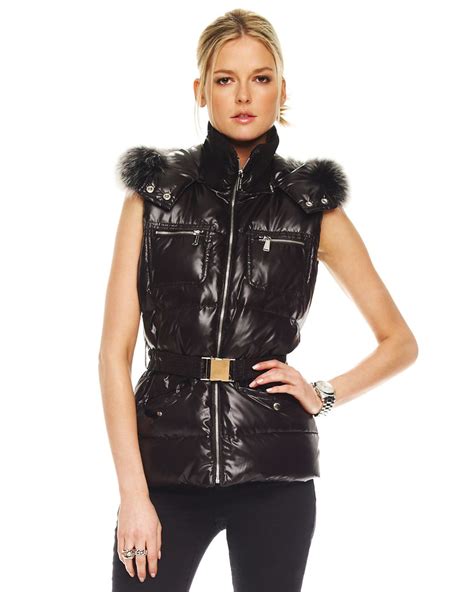 michael kors black vest with hood